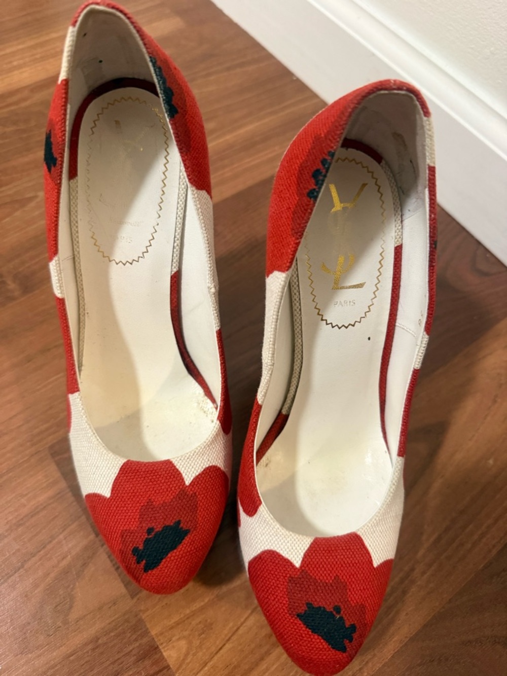 Yves Saint Laurent Canvas Floral Wedge - Picture 4 of 5